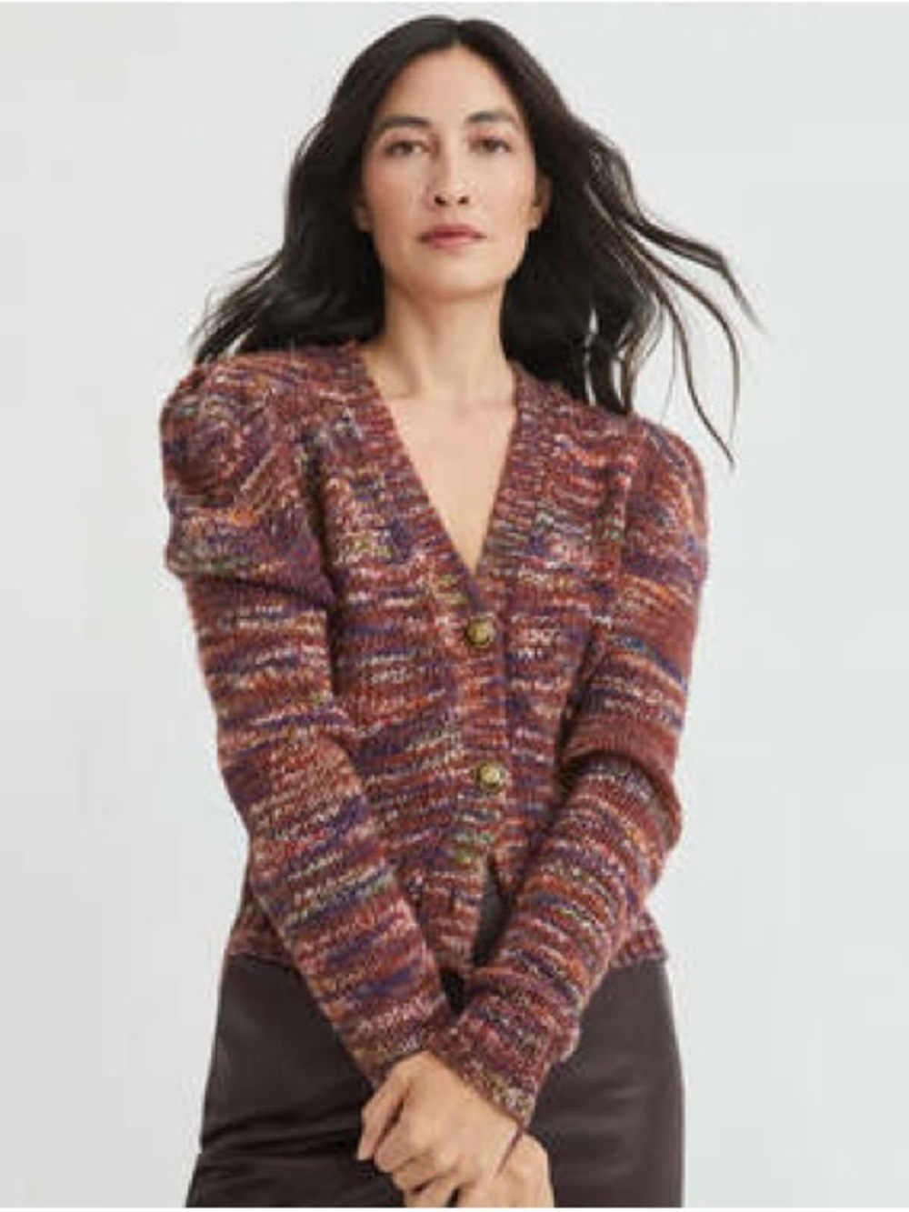 Veronica Beard AMOSA SPACE-DYED CARDIGAN - BURGUNDY